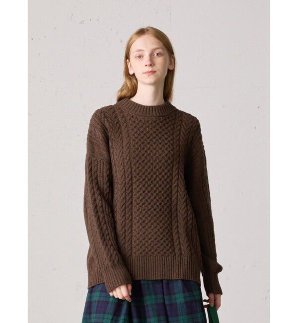 MidiUmi「MidiUmi ケーブルワイドプルオーバー」|ニット・セーター|ブラウン