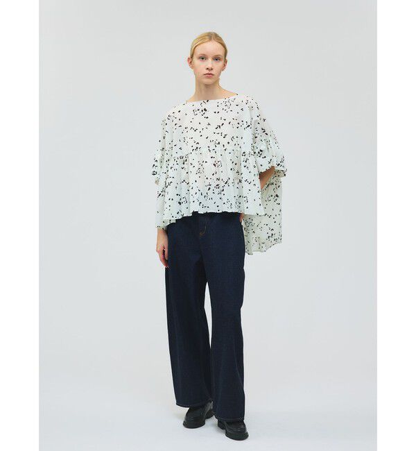 mizuiro ind「mizuiro ind プリントワイドギャザープルオーバー」|シャツ・ブラウス|