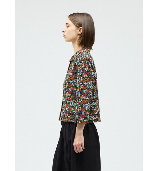 mizuiro ind「mizuiro ind フラワープリントラウンドカラーカーディガン」|カーディガン|