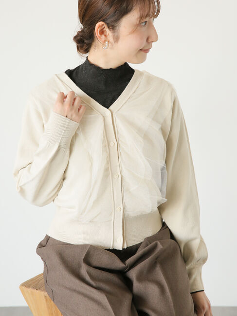 Te chichi TERRASSE「チュールフリルVネックカーディガン」|カーディガン|