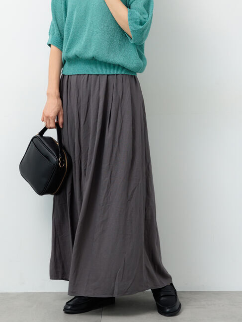 Lugnoncure「麻混ギャザースカート(セットアップ可)」|スカート|チャコールグレー
