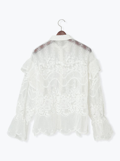 Te chichi「【Atelier ChouChou】オーガンジーレースフリルシャツブラウス」|シャツ・ブラウス|