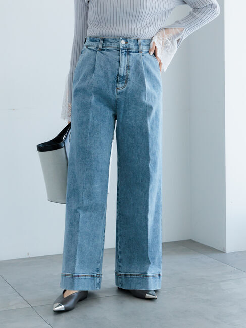 Te chichi「ワイドデニムパンツ」|その他|サックスブルー