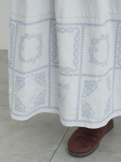 Samansa Mos2「裾モチーフ刺繍ギャザースカート」|スカート|