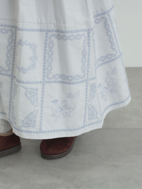 Samansa Mos2「裾モチーフ刺繍ギャザースカート」|スカート|