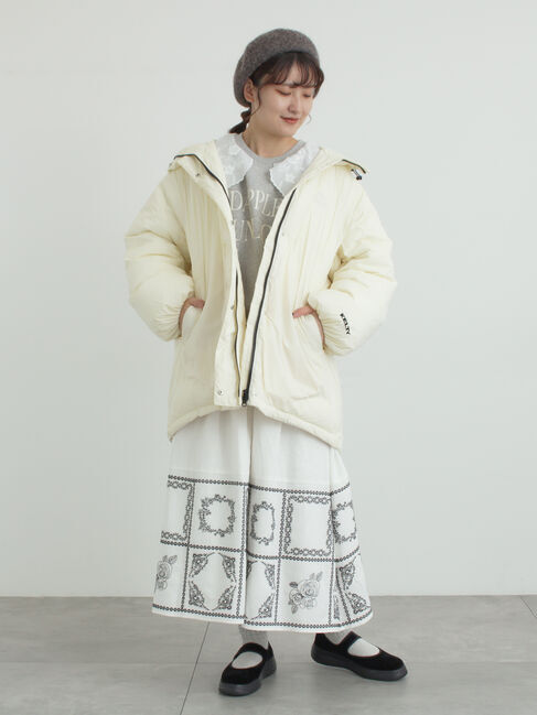 Samansa Mos2「裾モチーフ刺繍ギャザースカート」|スカート|