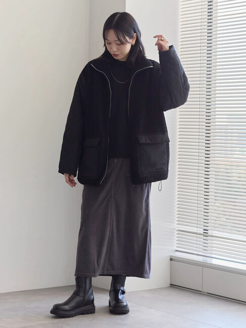 Samansa Mos2 blue「袖プリーツ裏起毛スウェット」|Tシャツ・カットソー|