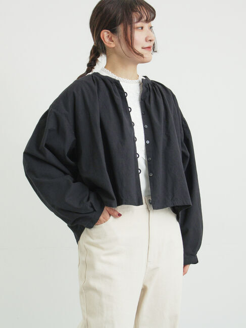 Samansa Mos2「ショートギャザージャケット」|その他|ブラック