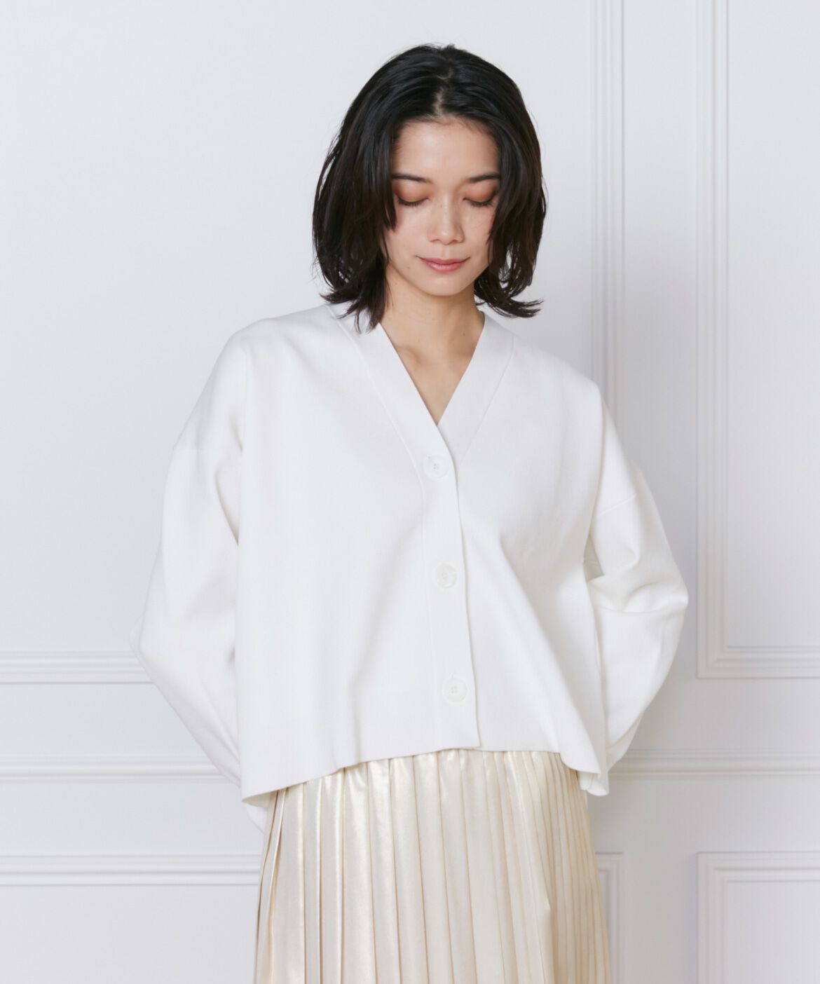 INED「《大きいサイズ》スムースカーディガン」|カーディガン|