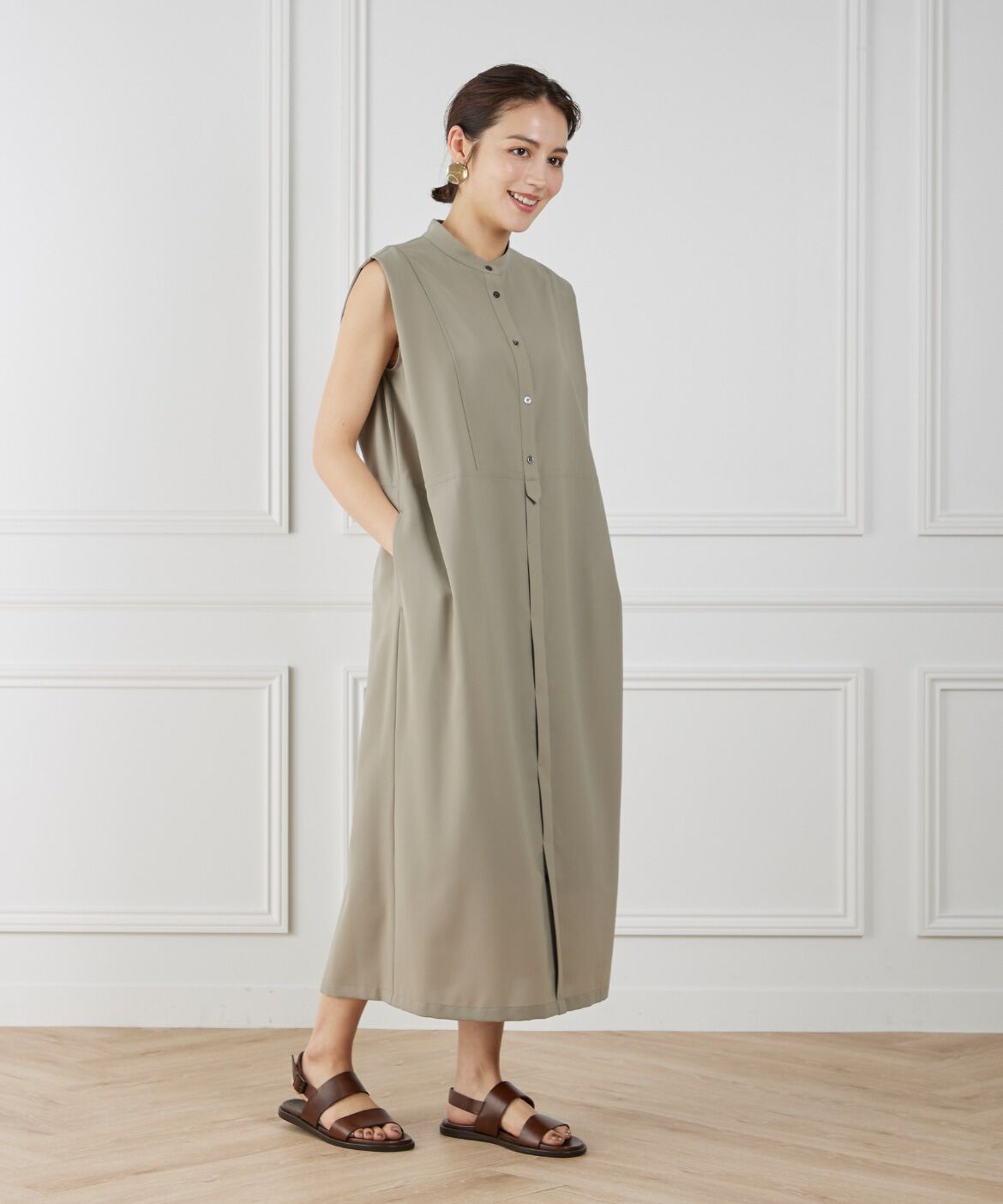 INED「《WEB限定》ノースリーブシャツワンピース」|ワンピース|