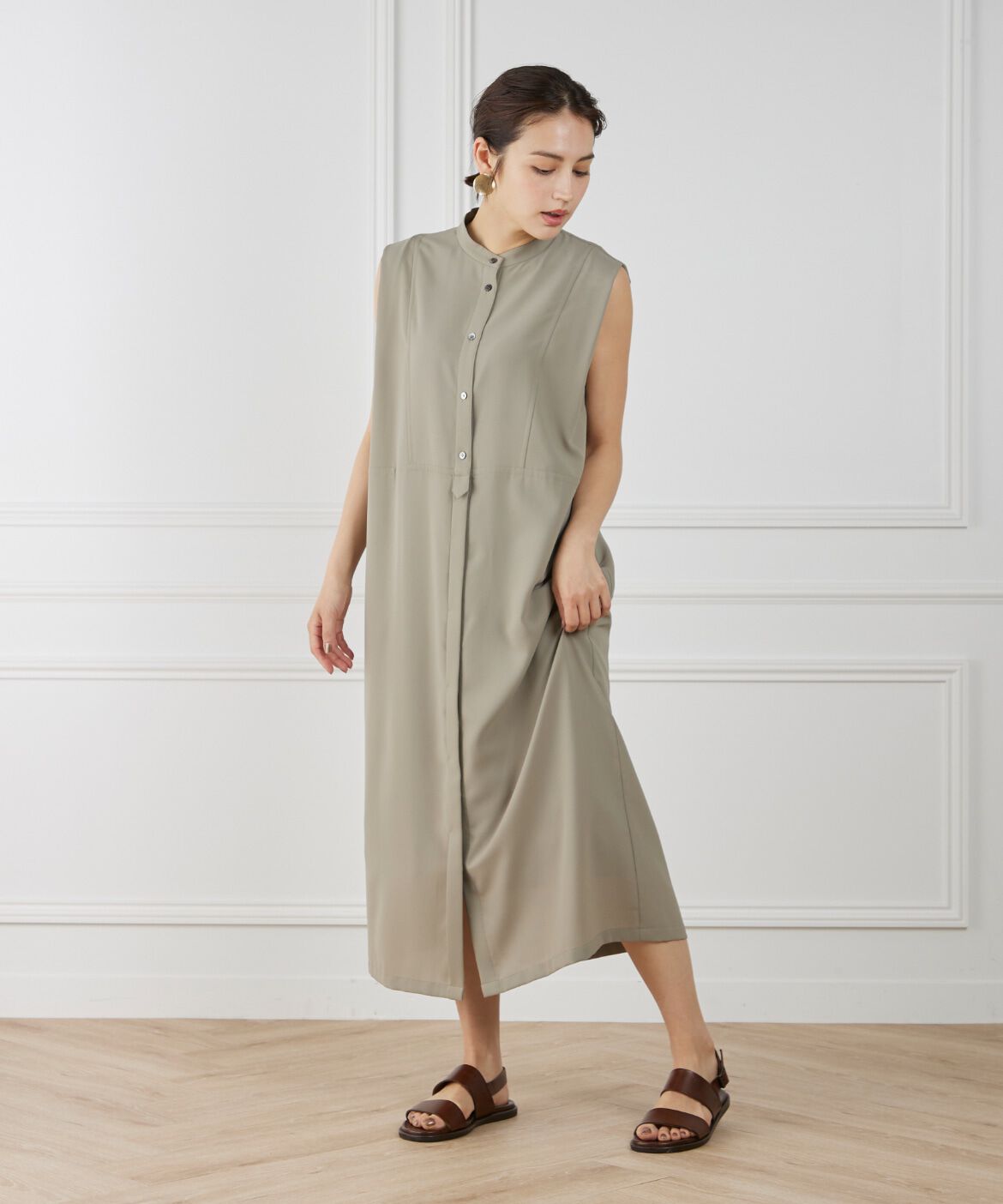 INED「《WEB限定》ノースリーブシャツワンピース」|ワンピース|