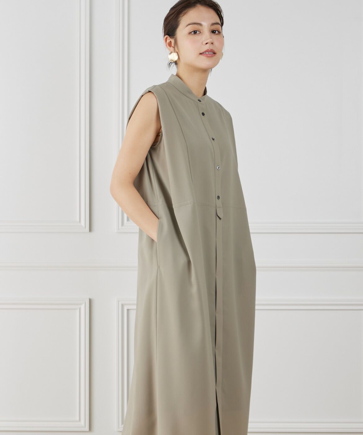 INED「《WEB限定》ノースリーブシャツワンピース」|ワンピース|モカチャ3