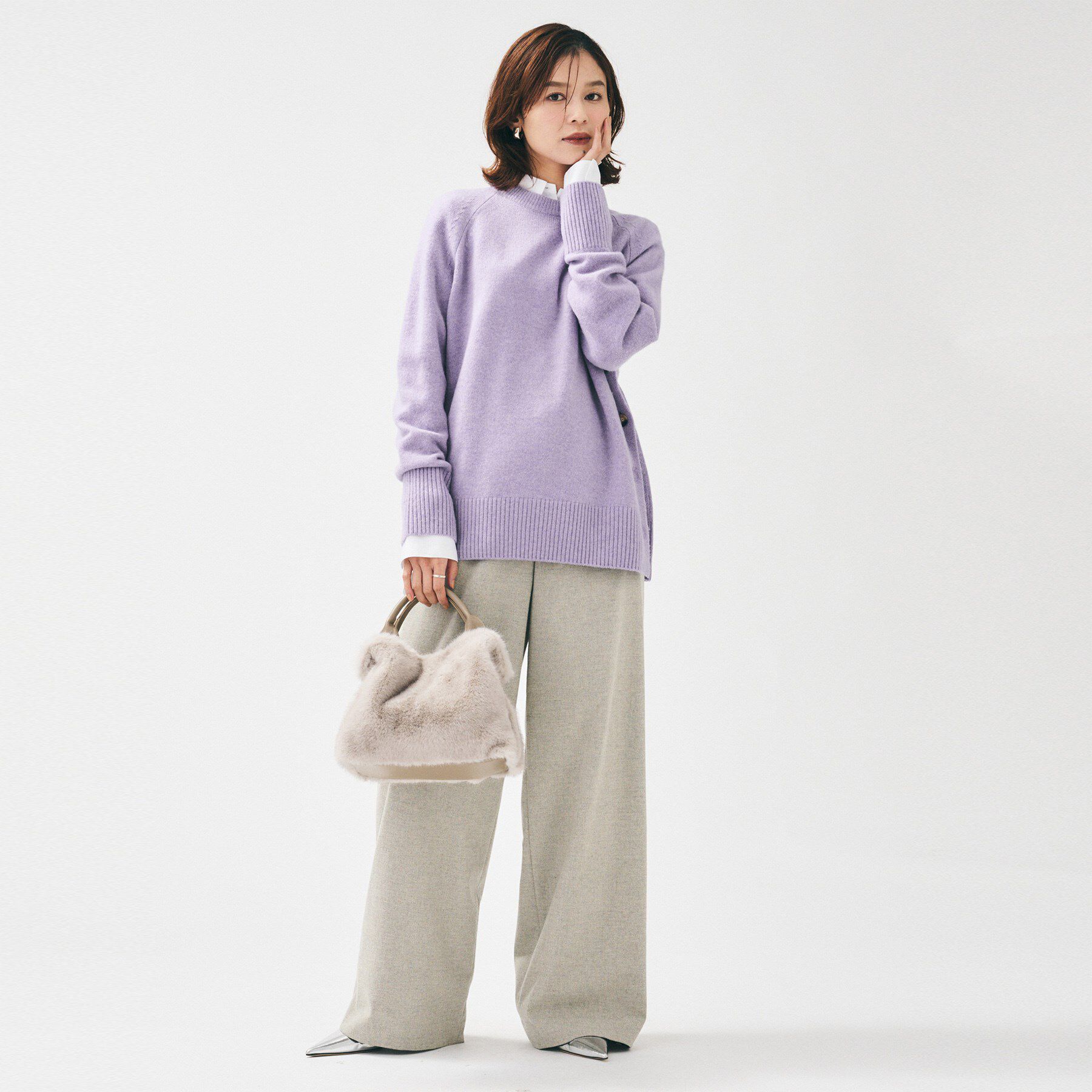 UNTITLED「【きれいめリラクシー/ウエストゴム】ウールサキソニー ワイドパンツ」|その他|