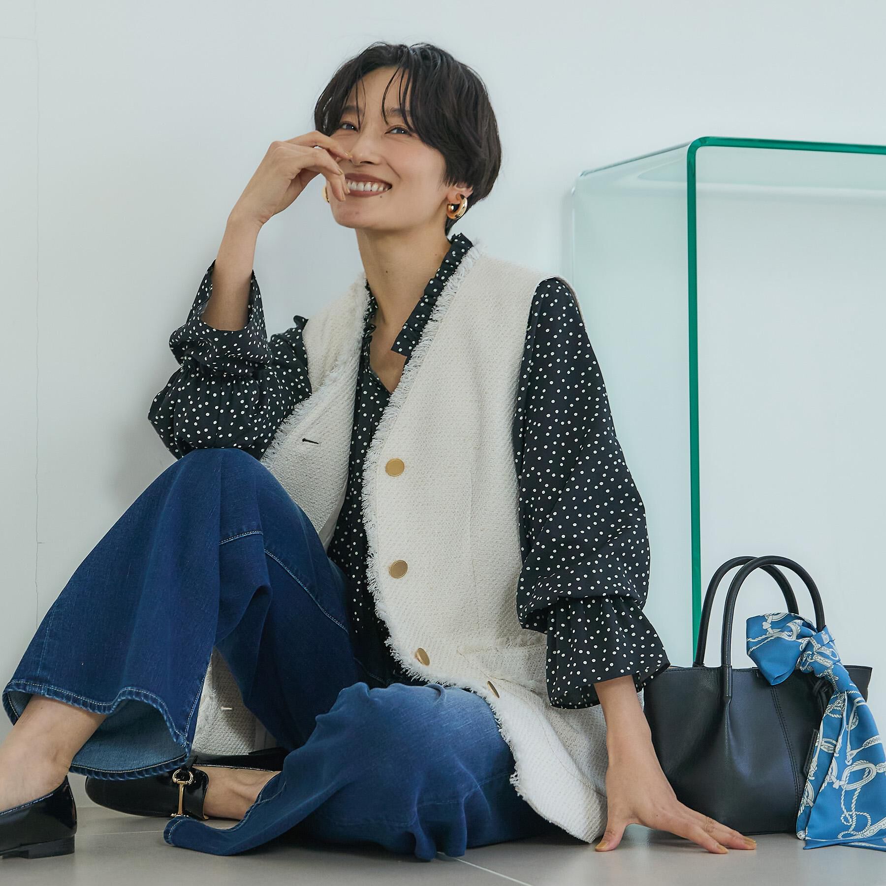 UNTITLED「【オンオフ使える】スラブツイード ジレ」|ベスト・ジレ|