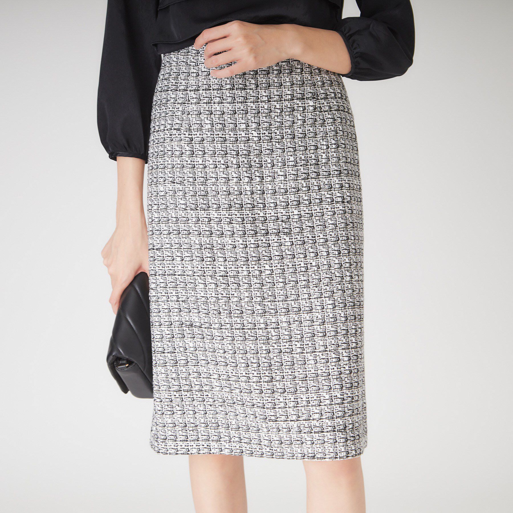 COUP DE CHANCE「【日本製】ファンシーツィードのセミAラインスカート」|スカート|ブラック(419)