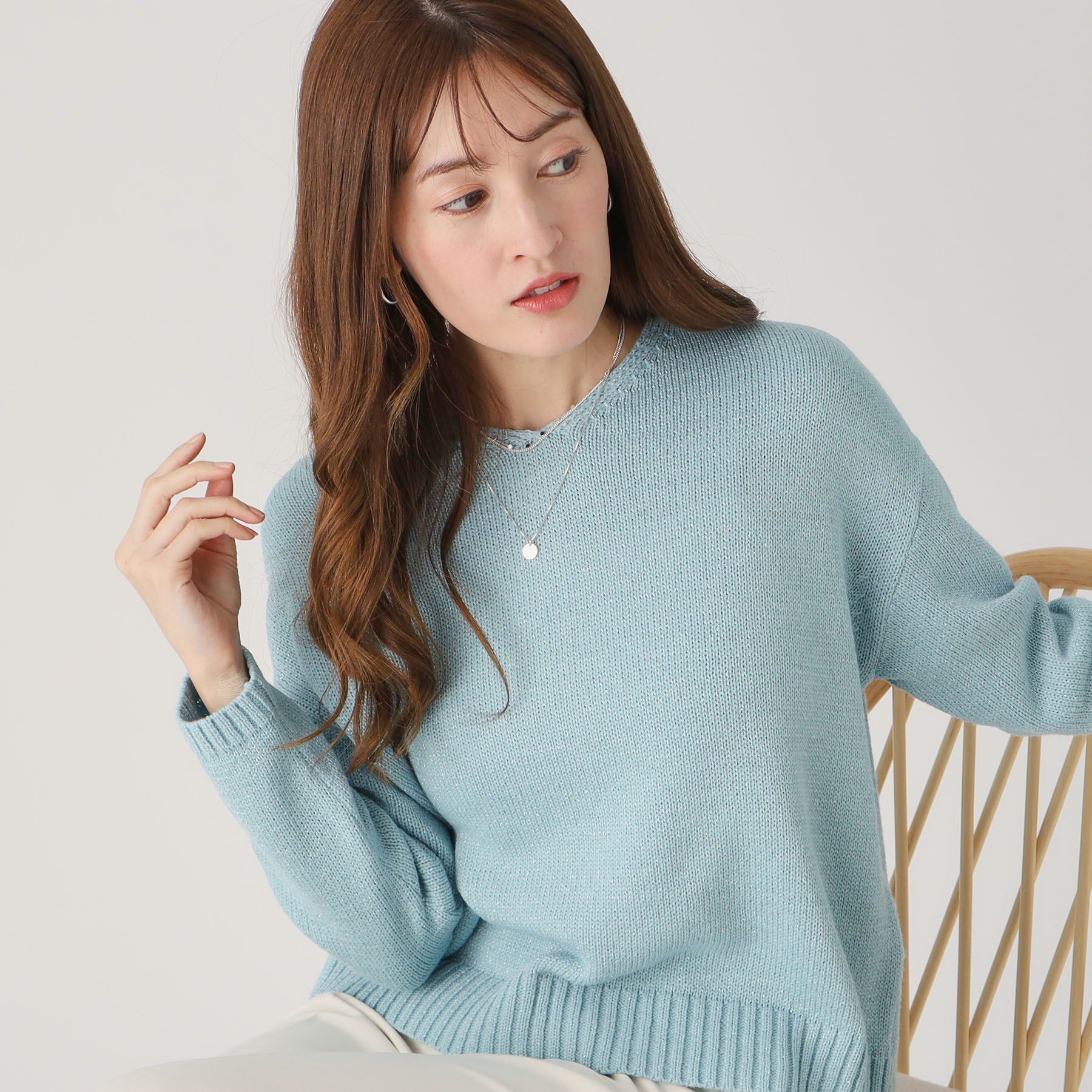 COUP DE CHANCE「【洗える／日本製】ニットプルオーバー」|ニット・セーター|ブルー(091)