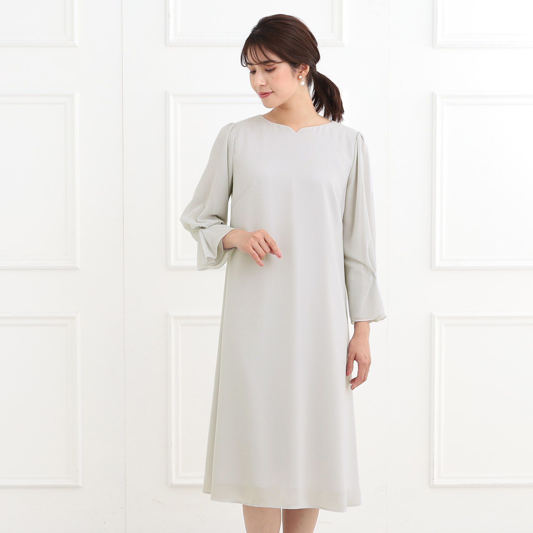 Reflect「【夏SALE／フォーマル/洗える】スリーブデザインジョーゼットワンピース」|ワンピース|