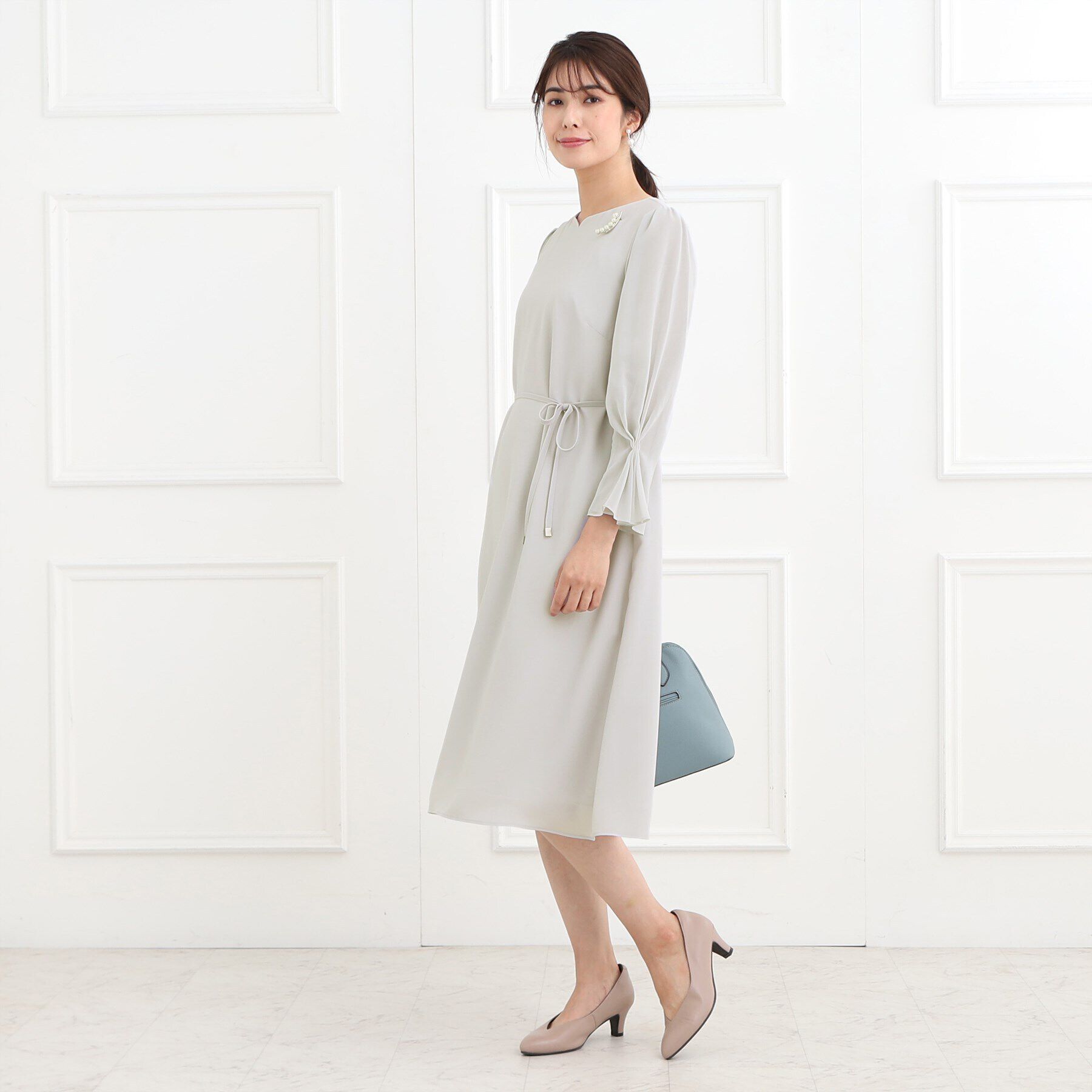 Reflect「【夏SALE／フォーマル/洗える】スリーブデザインジョーゼットワンピース」|ワンピース|