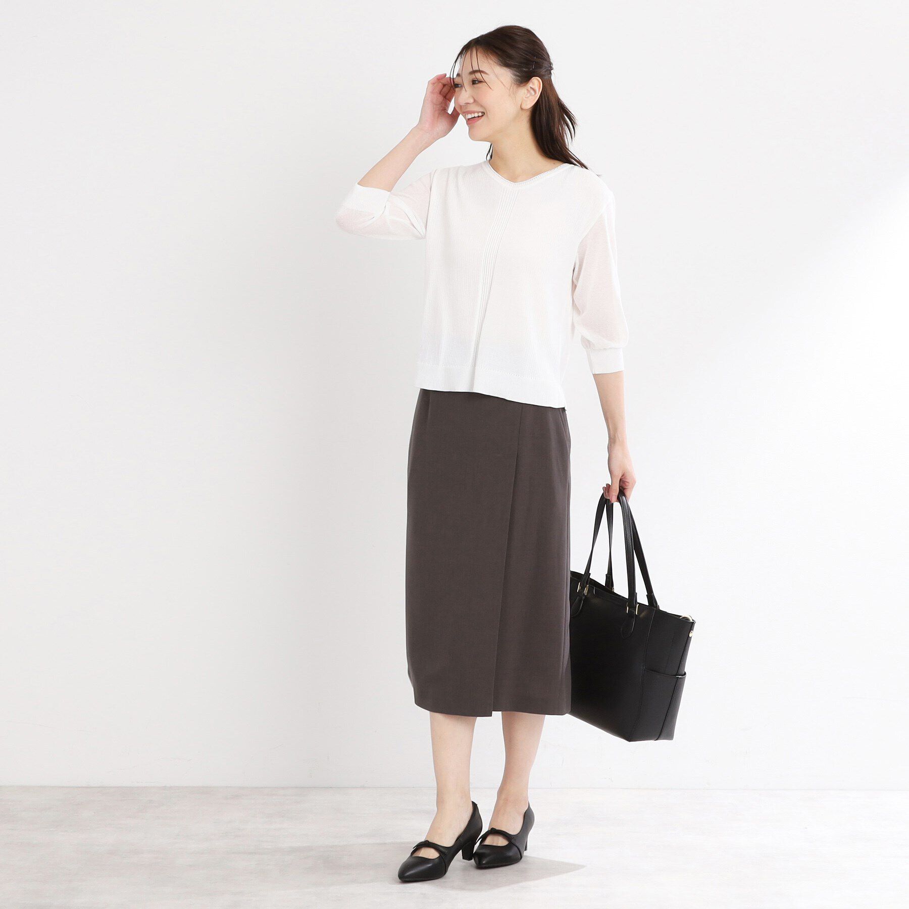 Reflect「【UVカット／洗える／セットアップ可】ラップ風ナロースカート」|スカート|