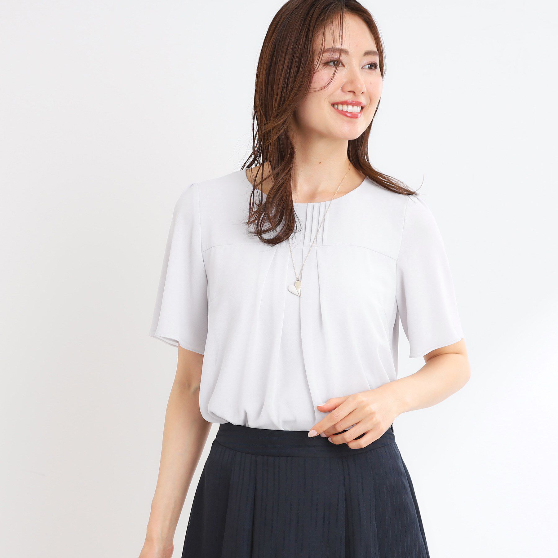 Reflect「【マシンウォッシュ可】横切替ピンタックデザインブラウス」|シャツ・ブラウス|