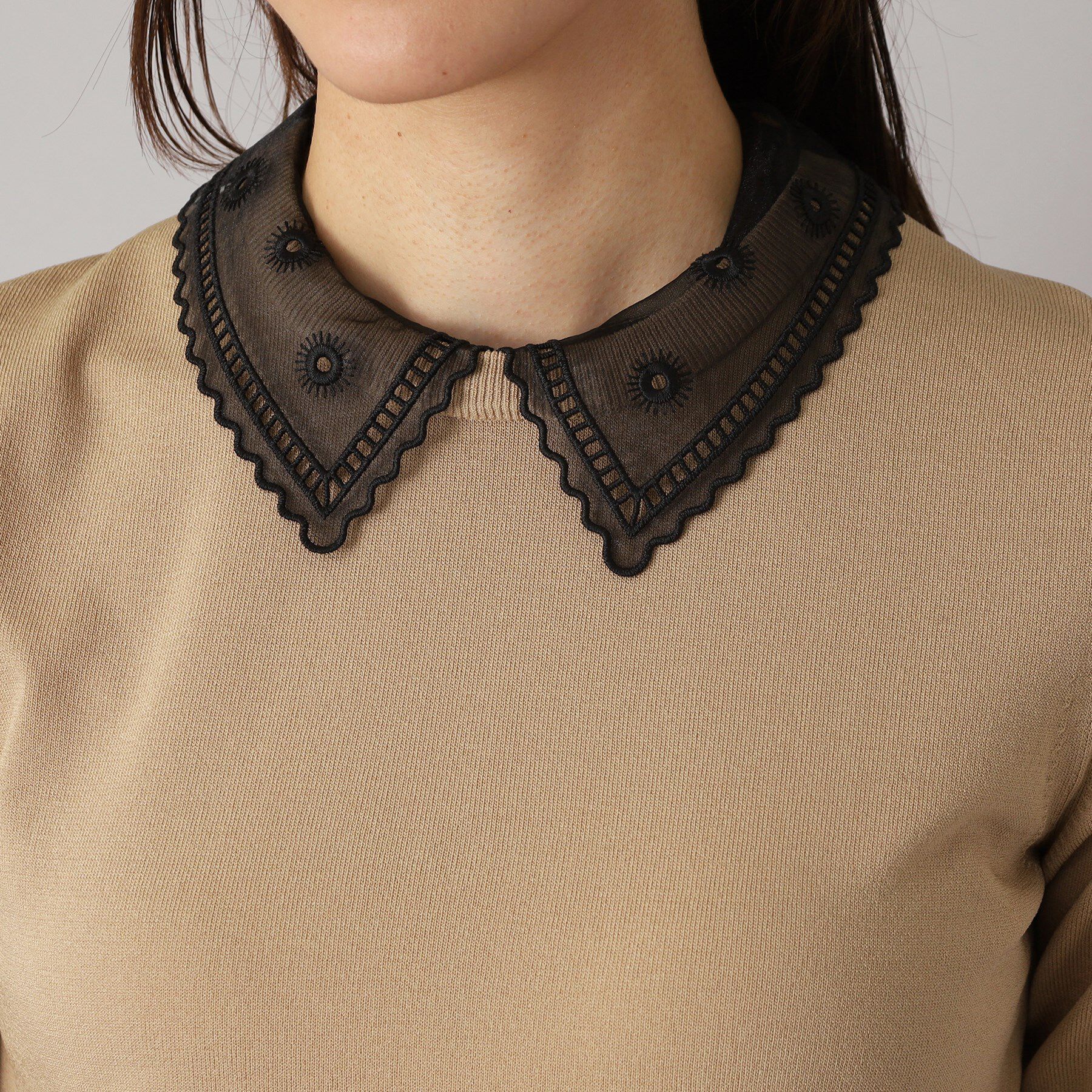 DRESSTERIOR「【洗える／2WAY】エンブロイダリーカラーニット」|ニット・セーター|