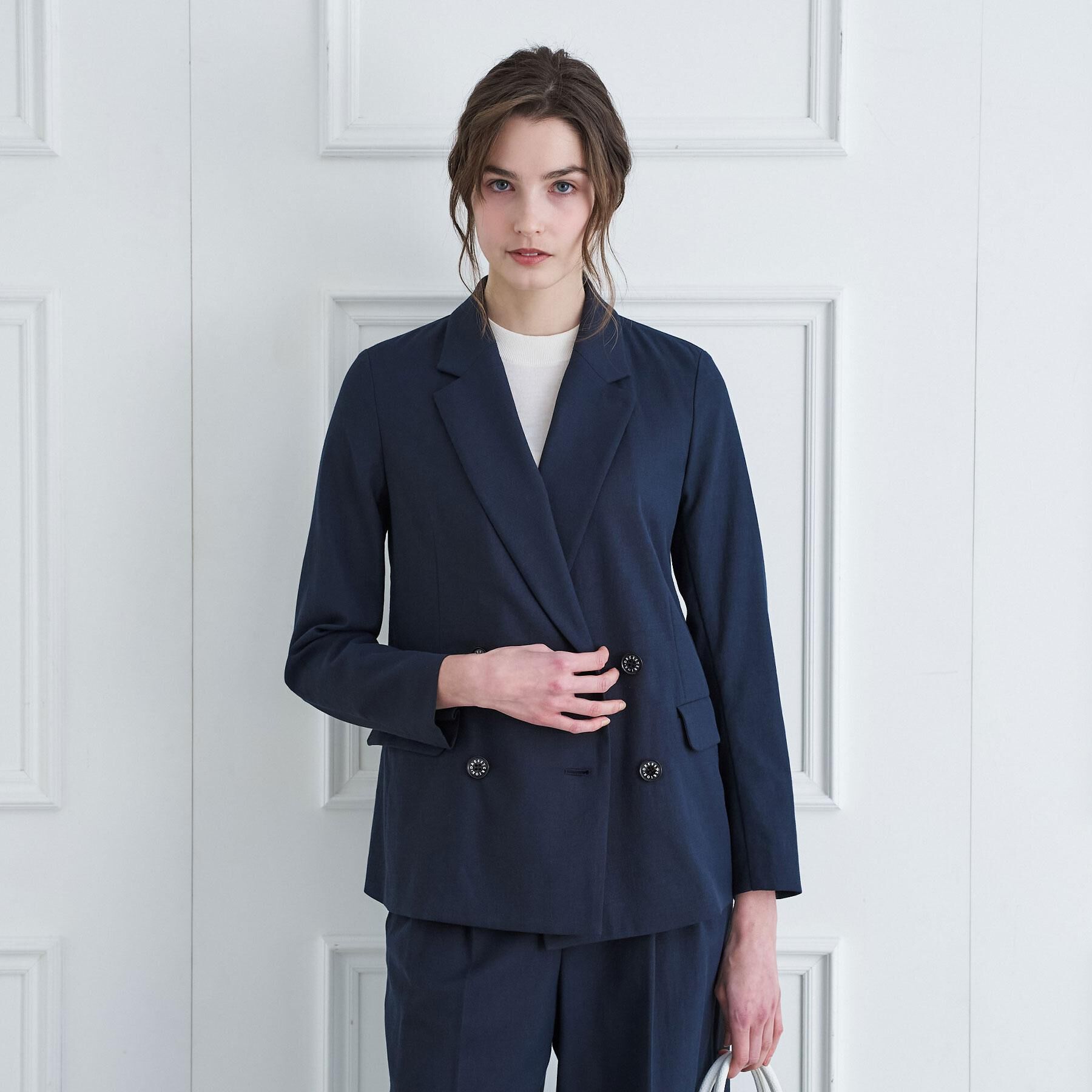 DRESSTERIOR「【吸水速乾/セットアップ可】リネンブレンドオックスダブルジャケット」|テーラードジャケット|