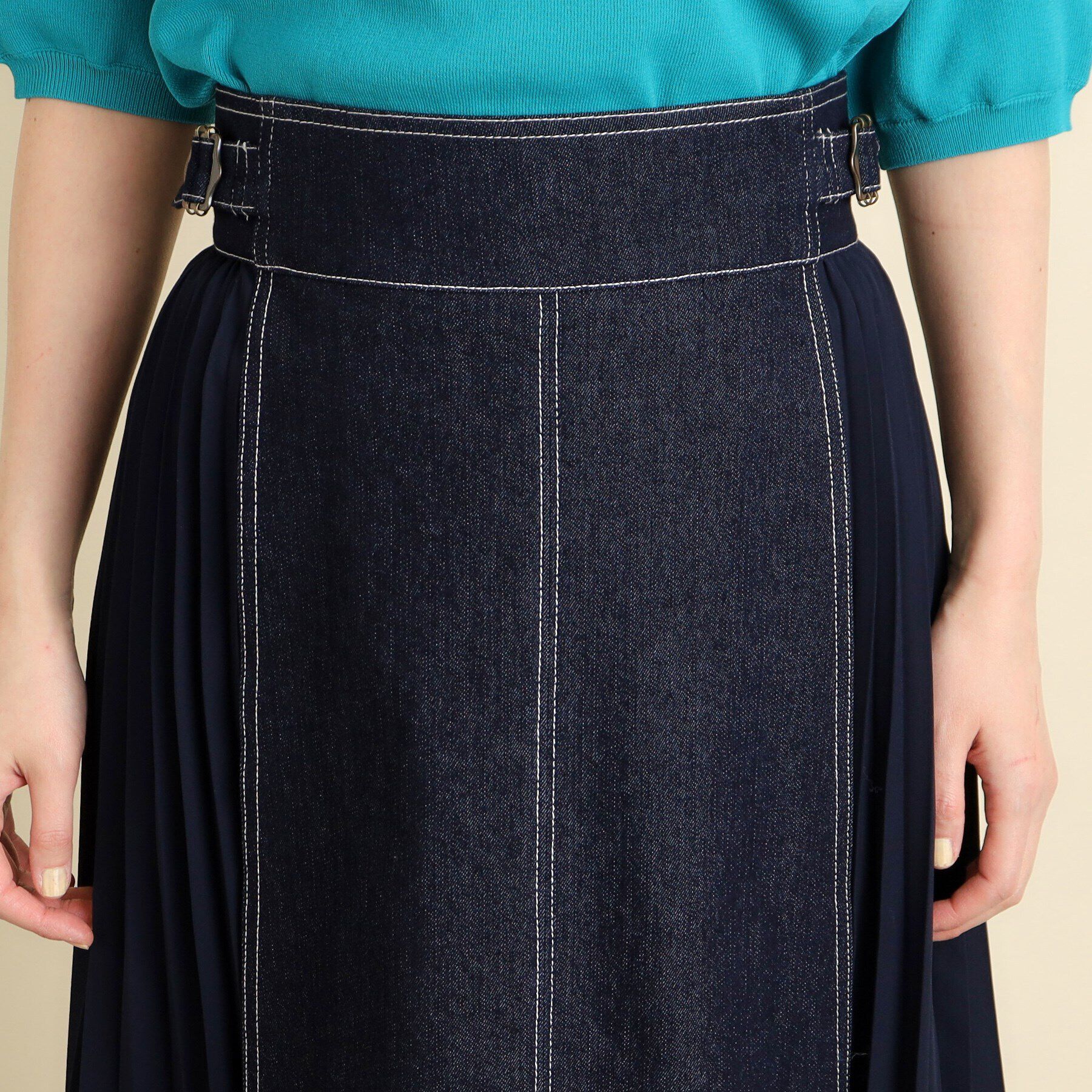 grove「【高身長さん向け＋6cm】デニムサイドプリーツスカート」|スカート|