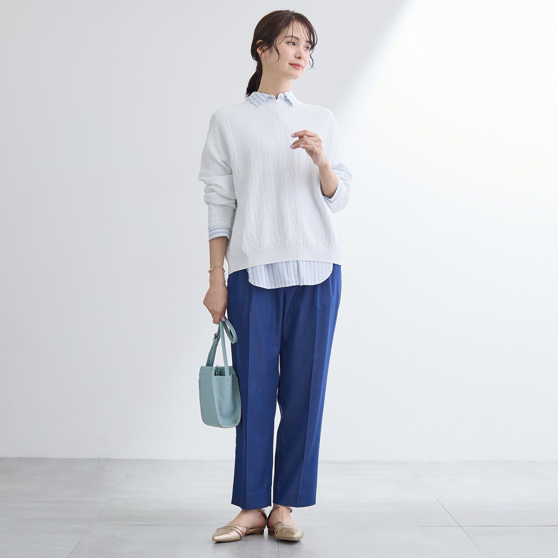 INDIVI「【前後2WAY／洗える】凹凸編地カーディガンニット」|カーディガン|