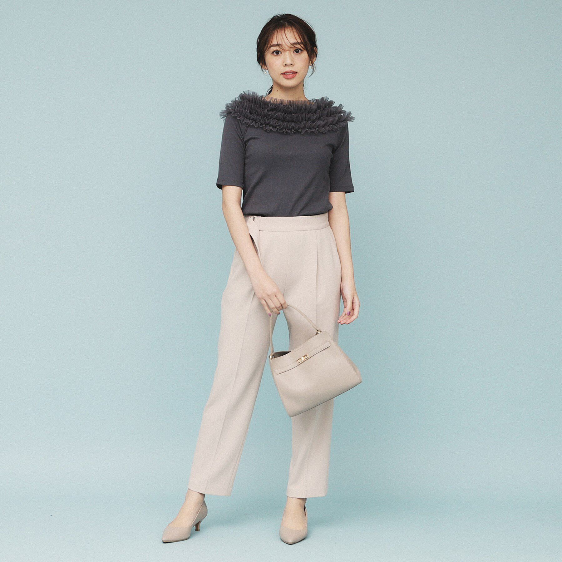 index「《美人百花掲載》チュールフリルリブトップス【洗濯機洗い可】」|Tシャツ・カットソー|