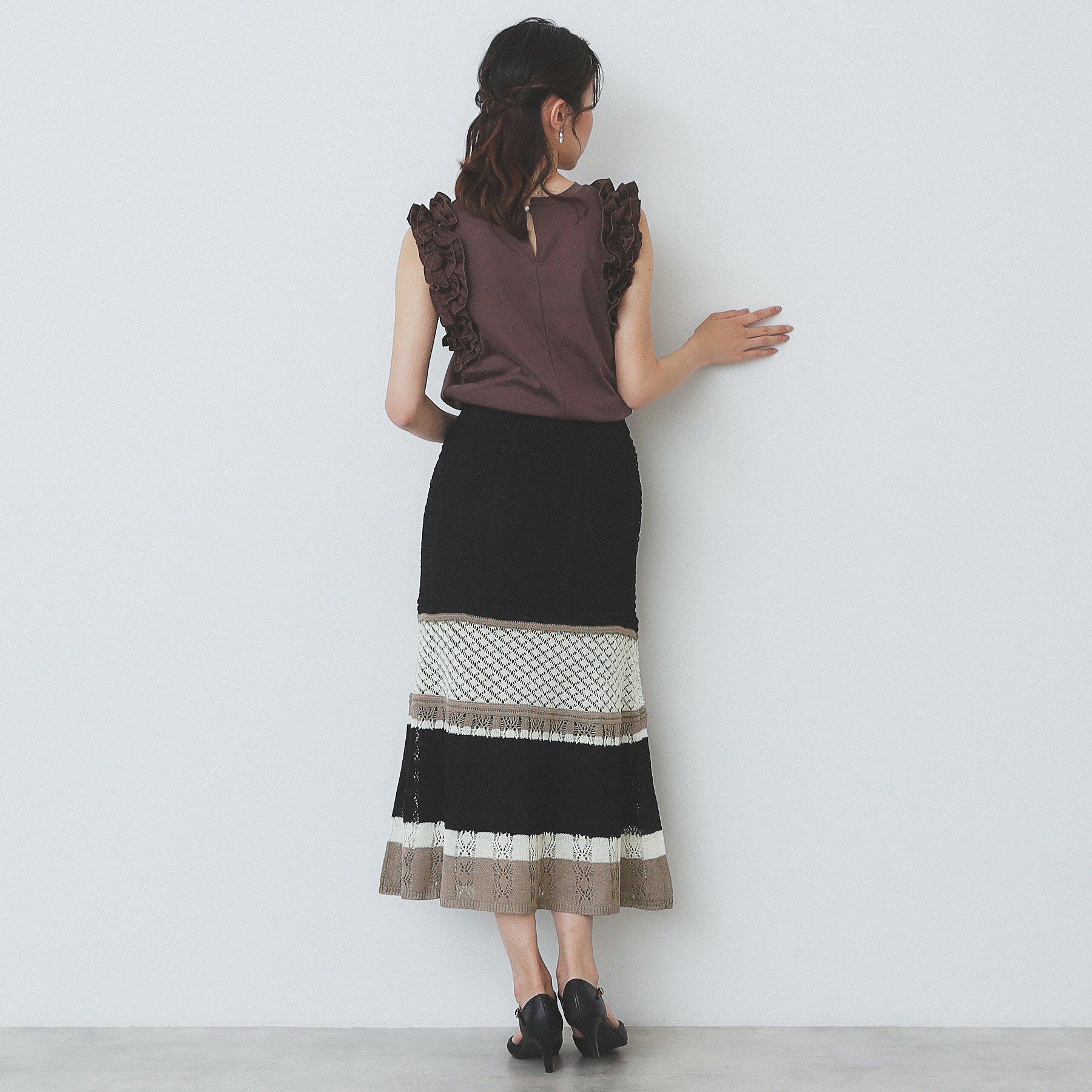 index「透かし編みフレアニットスカート/セットアップ対応【洗濯機洗い可】」|スカート|