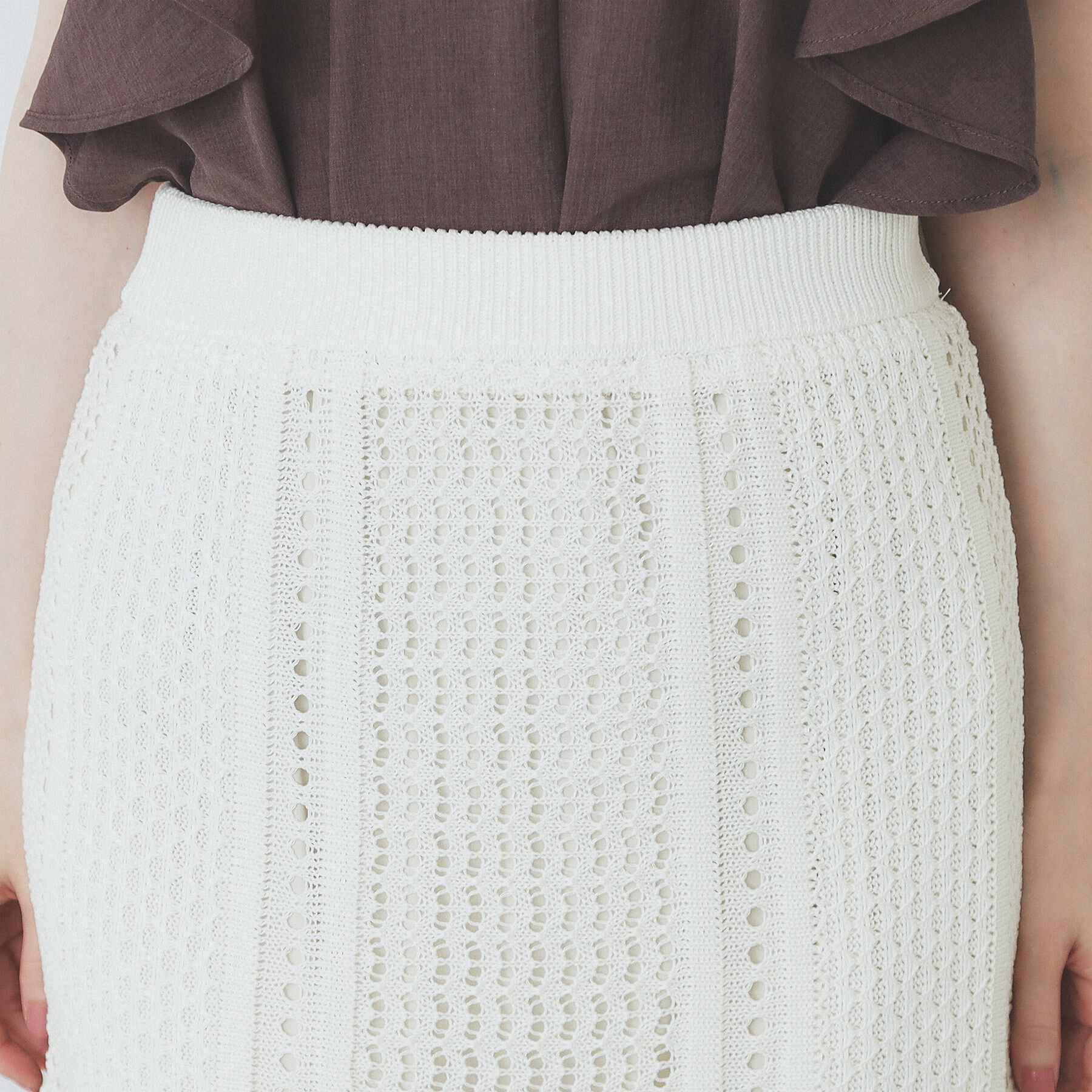index「透かし編みフレアニットスカート/セットアップ対応【洗濯機洗い可】」|スカート|