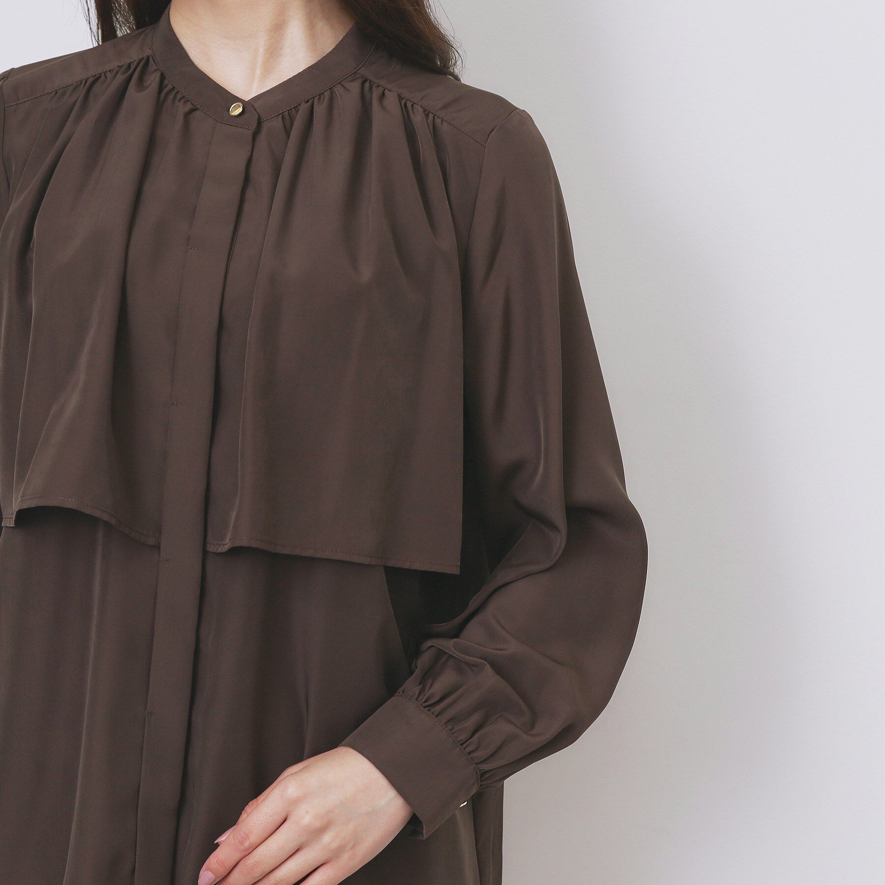 index「サテンバンドカラーブラウス【洗濯機OK/イージーアイロン】」|シャツ・ブラウス|