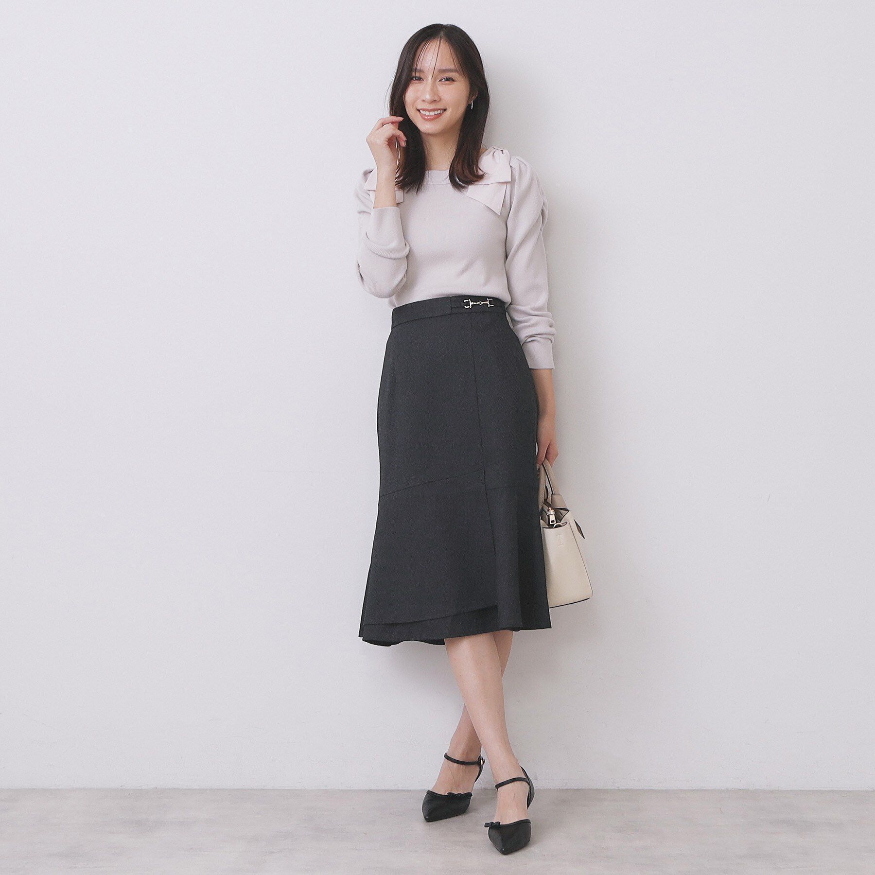 index「カルゼツイードアシメフレアスカート【洗濯機OK/防シワ/イージーアイロン/抗ピル】」|スカート|