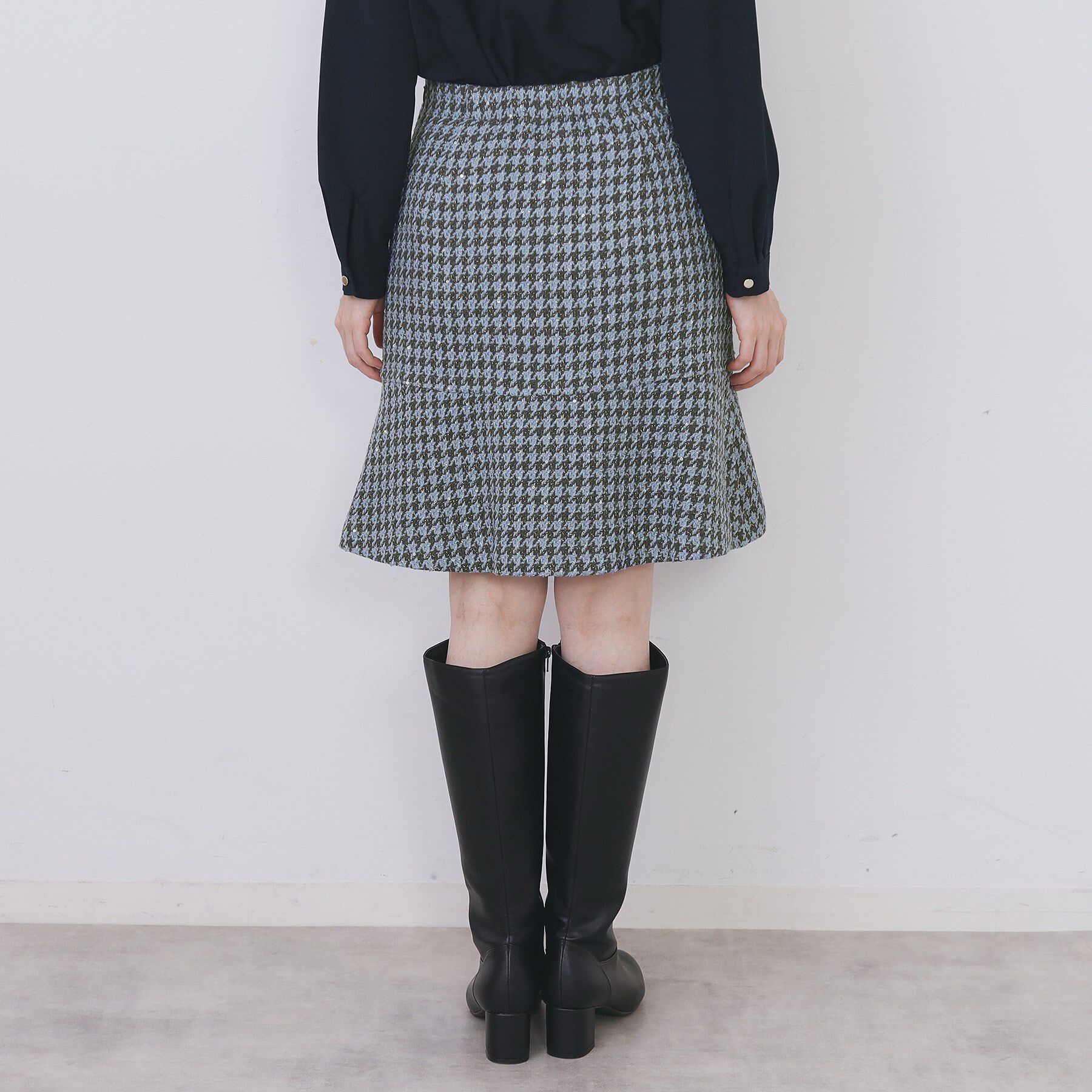 index「ラメスパンコール千鳥柄ペプラムミニスカート【洗濯機OK/イージーアイロン】」|スカート|