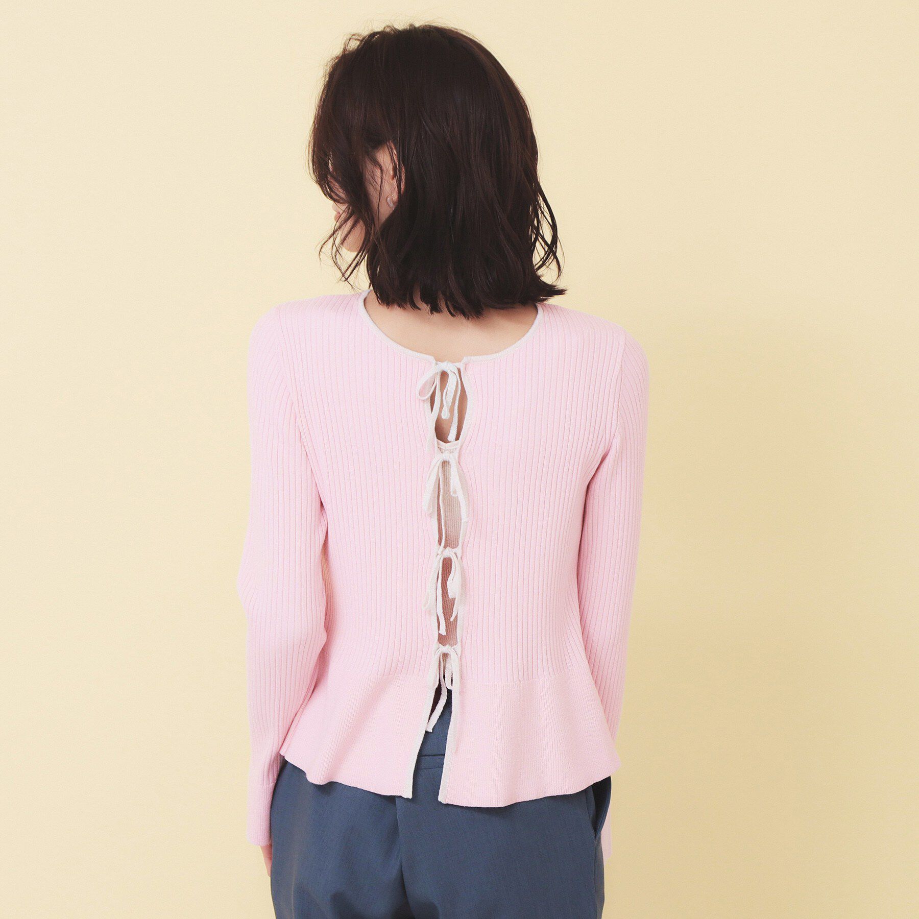 index「前後2wayラメトリムリボンカーディガン【洗濯機OK】」|カーディガン|