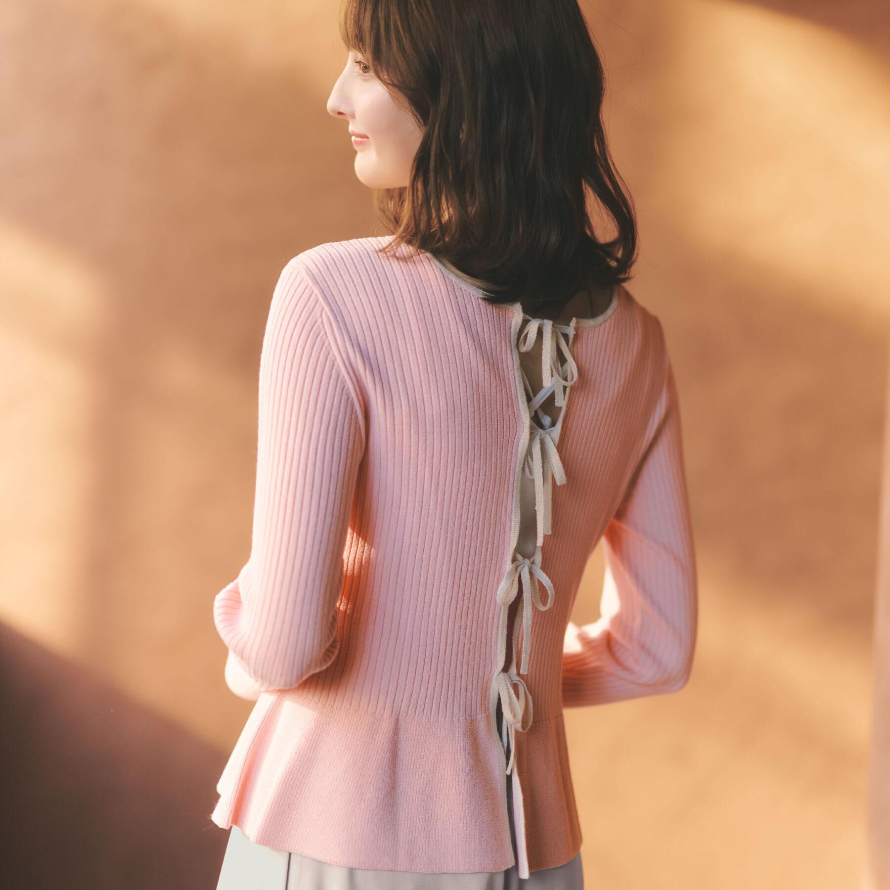 index「前後2wayラメトリムリボンカーディガン【洗濯機OK】」|カーディガン|