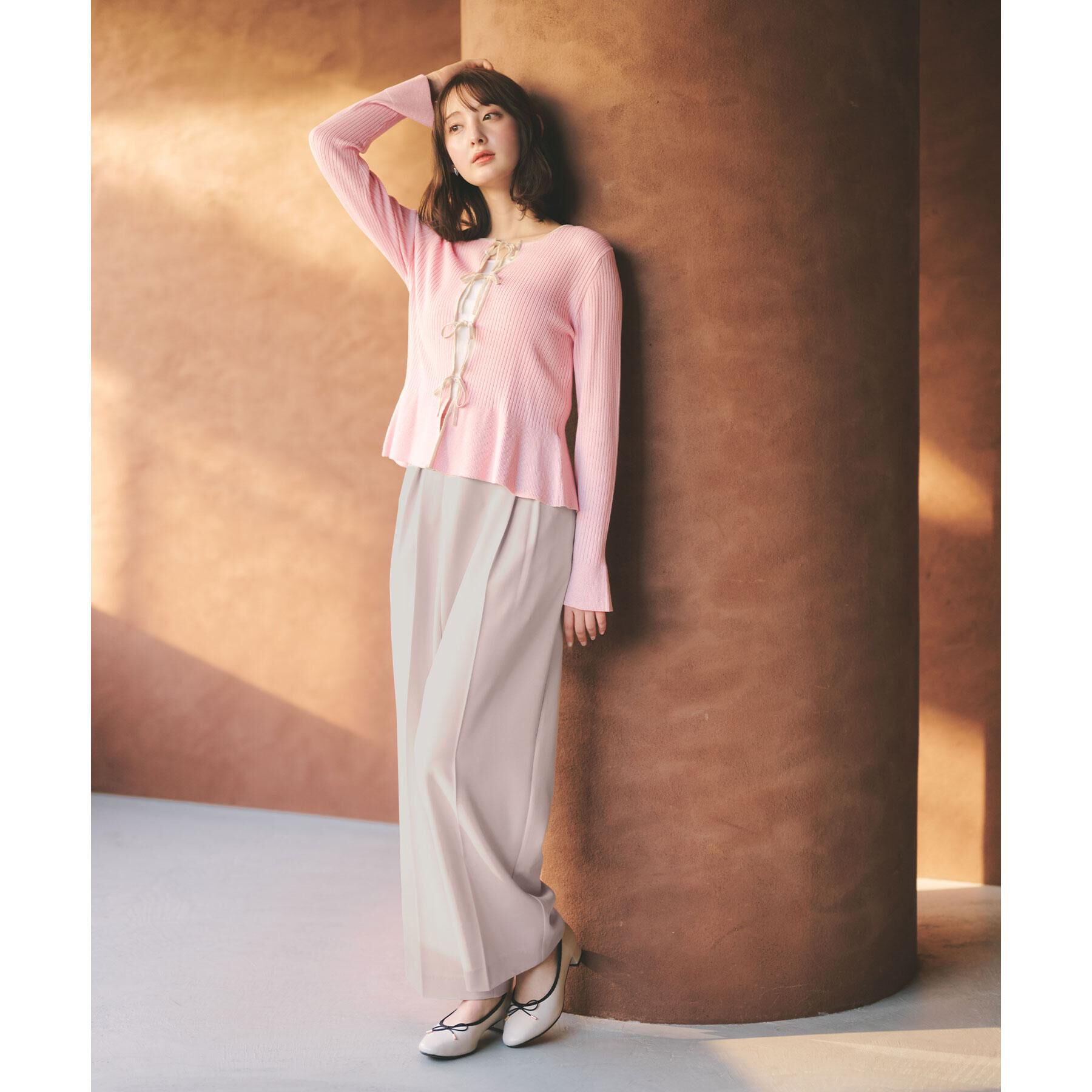 index「前後2wayラメトリムリボンカーディガン【洗濯機OK】」|カーディガン|