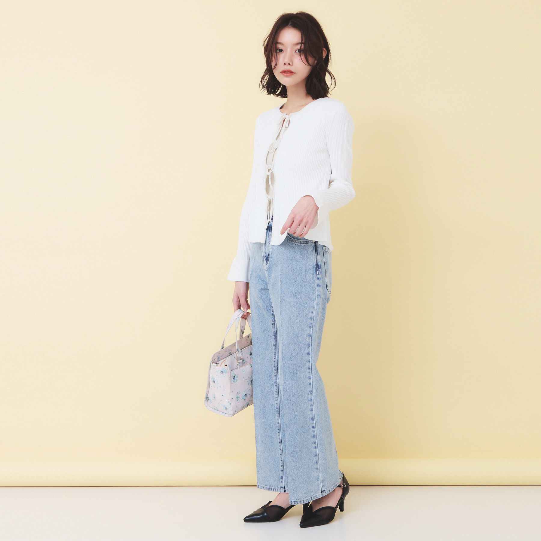 index「前後2wayラメトリムリボンカーディガン【洗濯機OK】」|カーディガン|