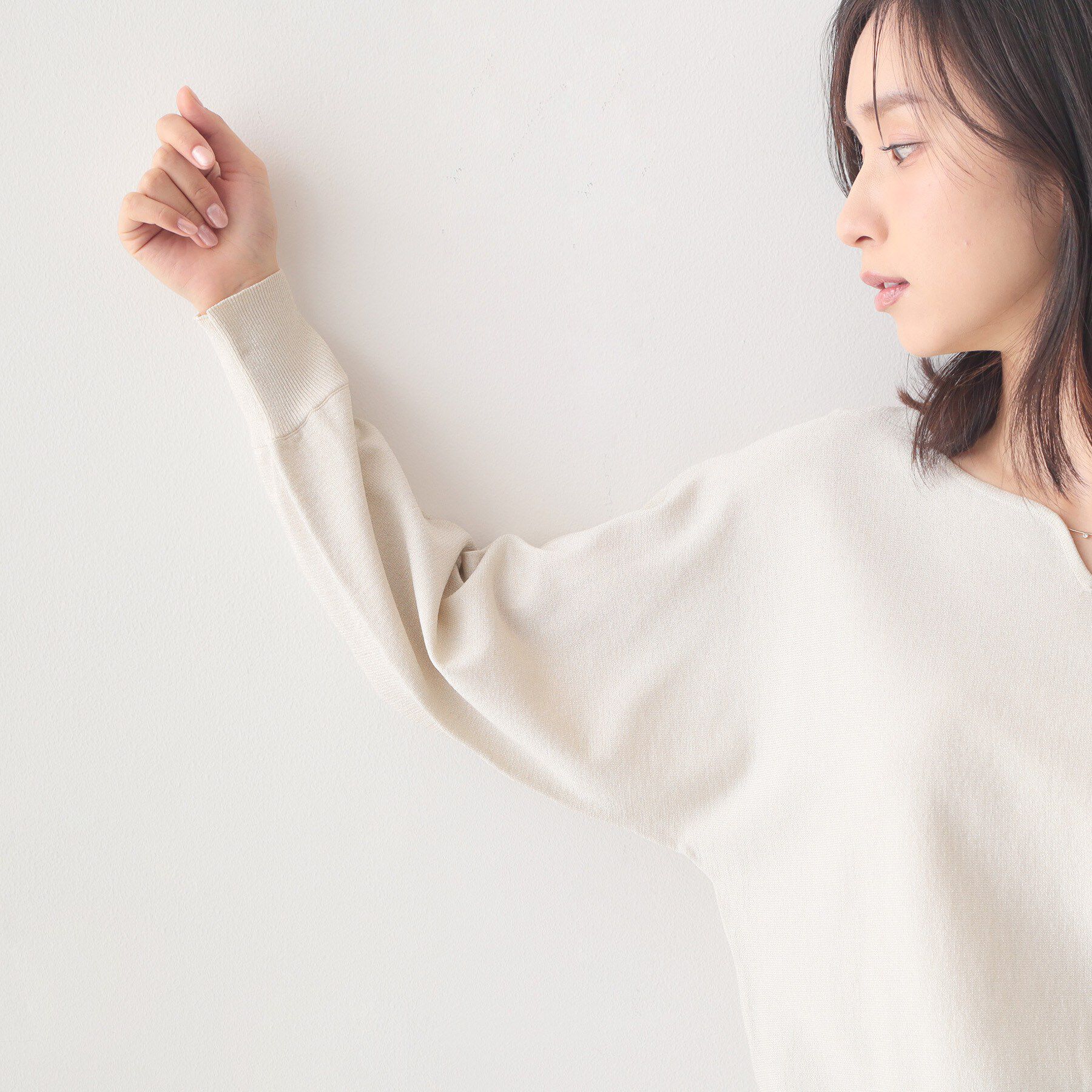 index「フロントパーツ付きドルマンスリーブニット【洗濯機OK／抗ピリング】」|ニット・セーター|