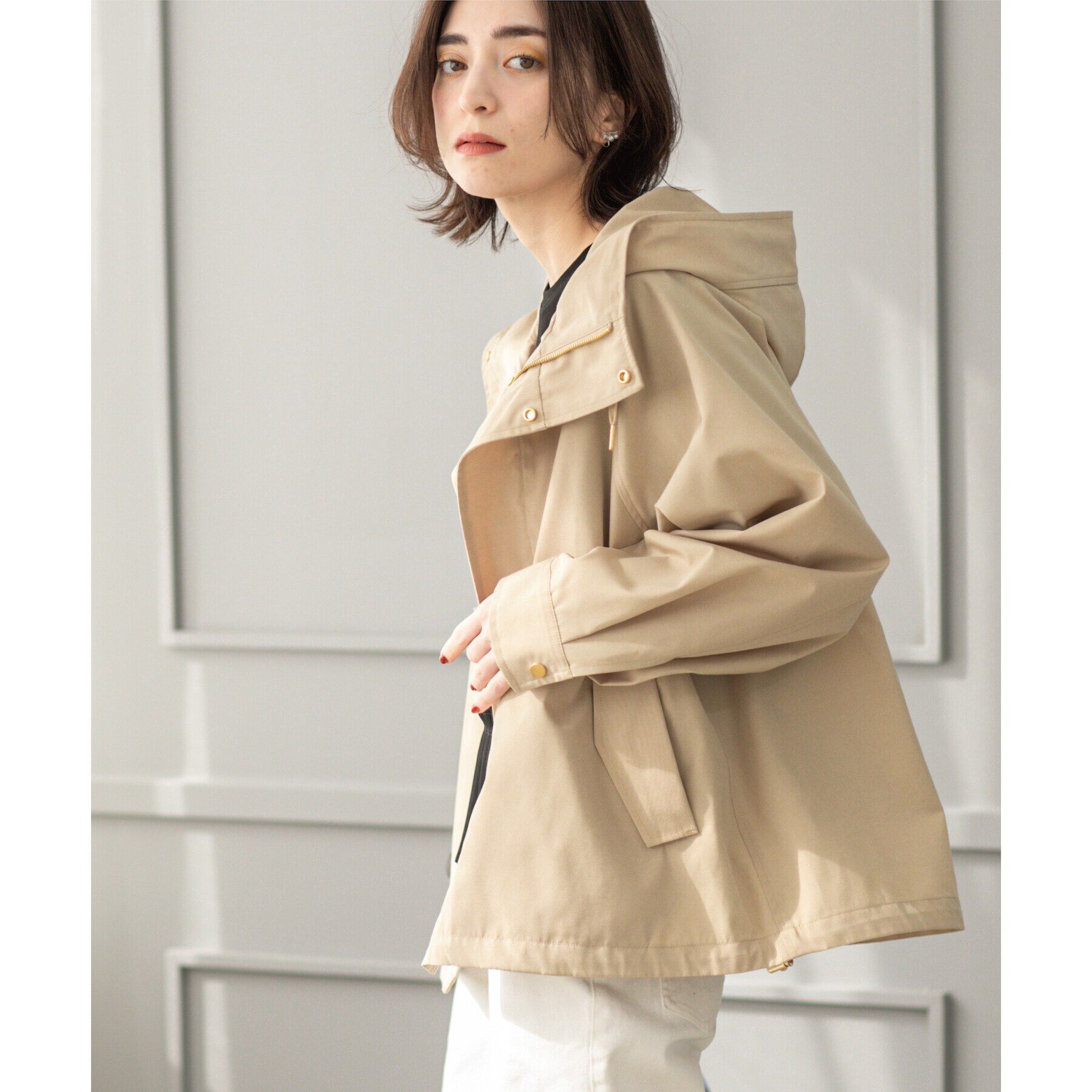 OPAQUE.CLIP「《SS-LLsize》撥水フードブルゾン【洗濯機洗い可/花粉対応】」|ブルゾン・スタジャン|ベージュ(052)