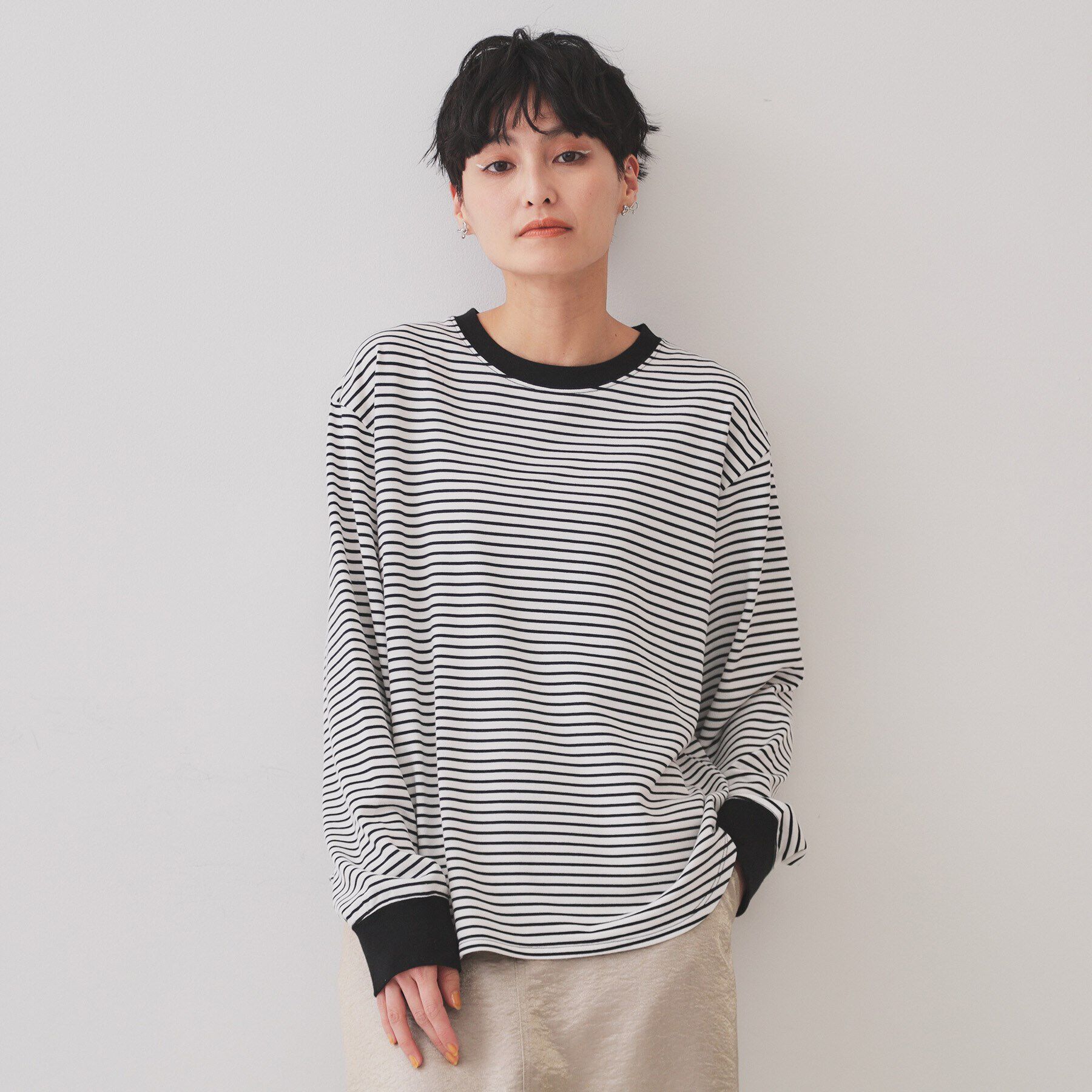 OPAQUE.CLIP「ボーダールーズフィットカットソー【洗濯機洗い可】」|Tシャツ・カットソー|