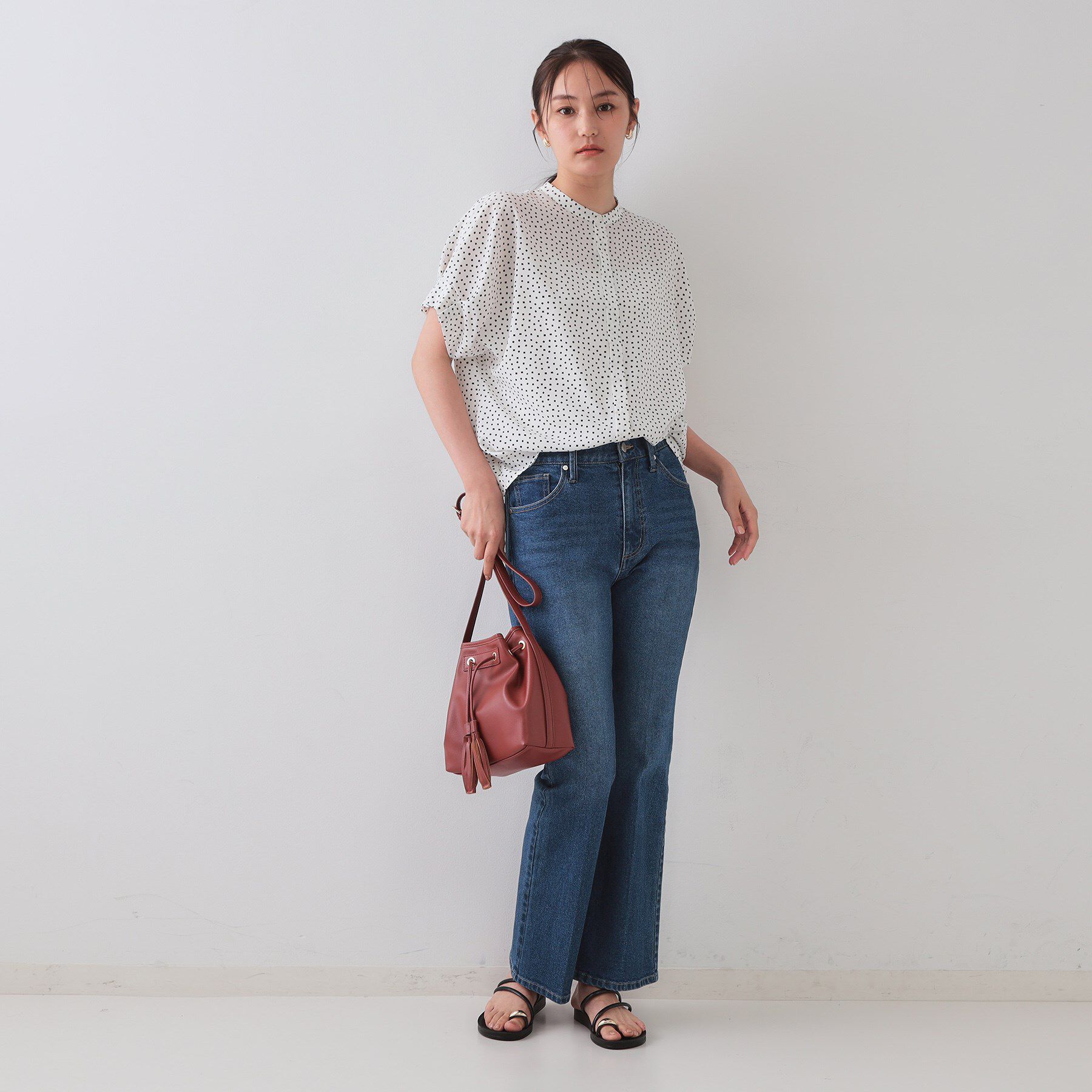 OPAQUE.CLIP「幾何柄アソート タックドルマンスリーブブラウス【洗濯機洗い可】」|シャツ・ブラウス|