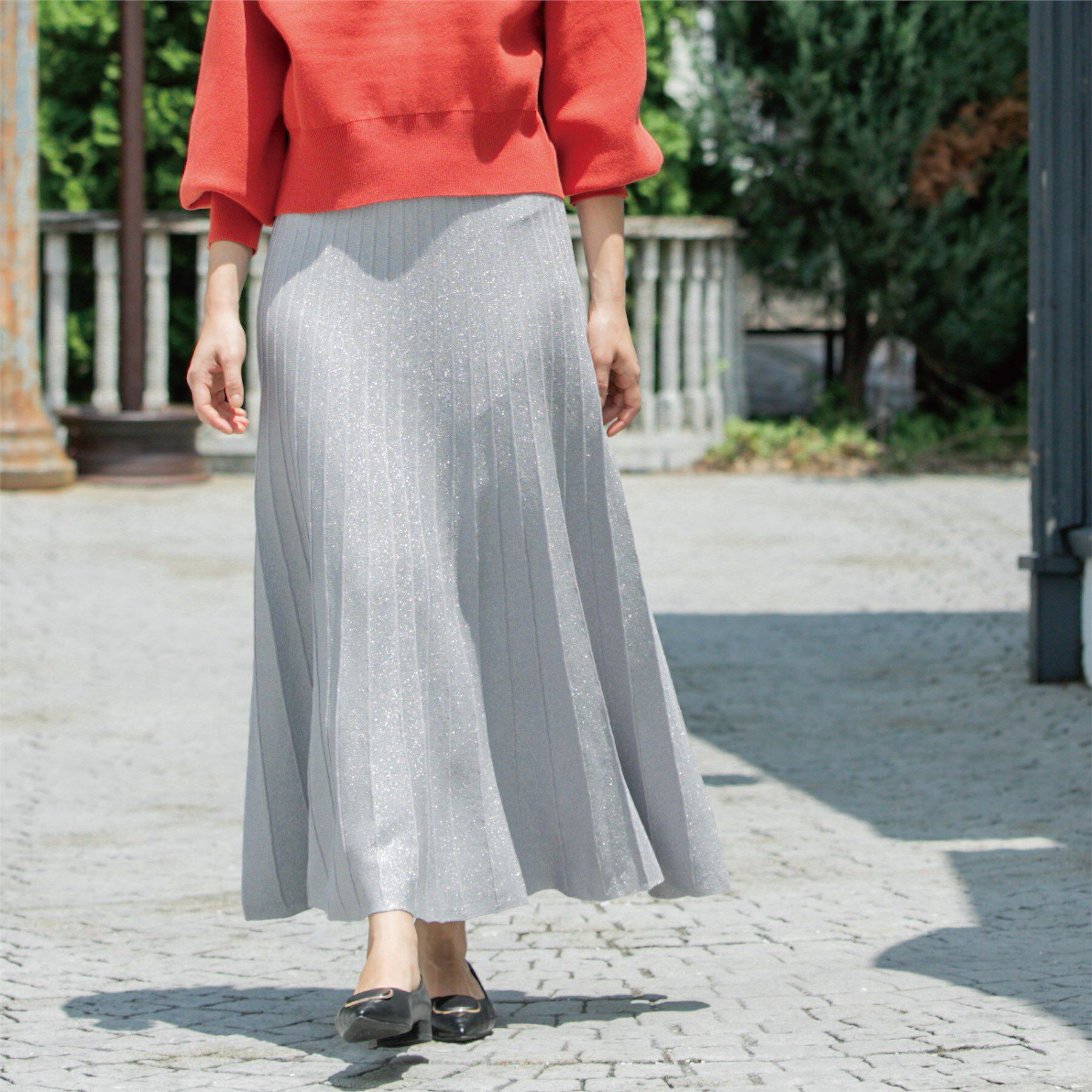 OPAQUE.CLIP「ラメニットプリーツスカート【洗える】」|スカート|