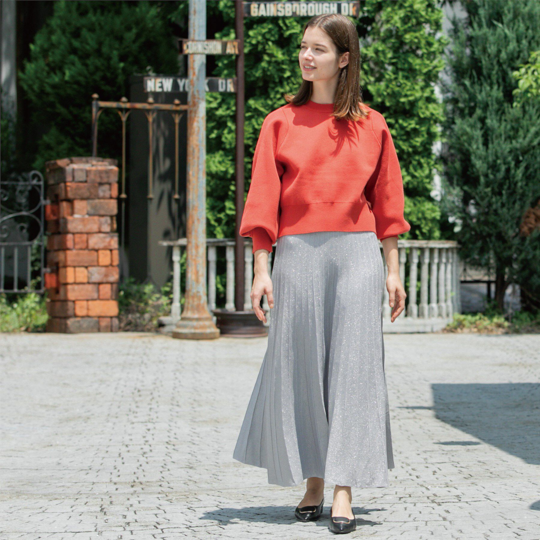 OPAQUE.CLIP「ラメニットプリーツスカート【洗える】」|スカート|