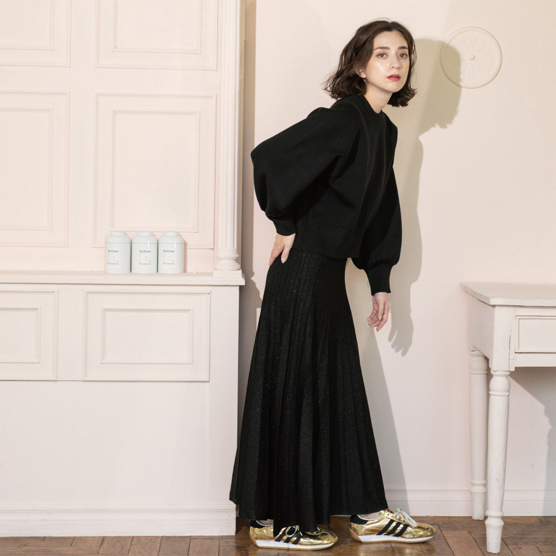 OPAQUE.CLIP「ラメニットプリーツスカート【洗える】」|スカート|