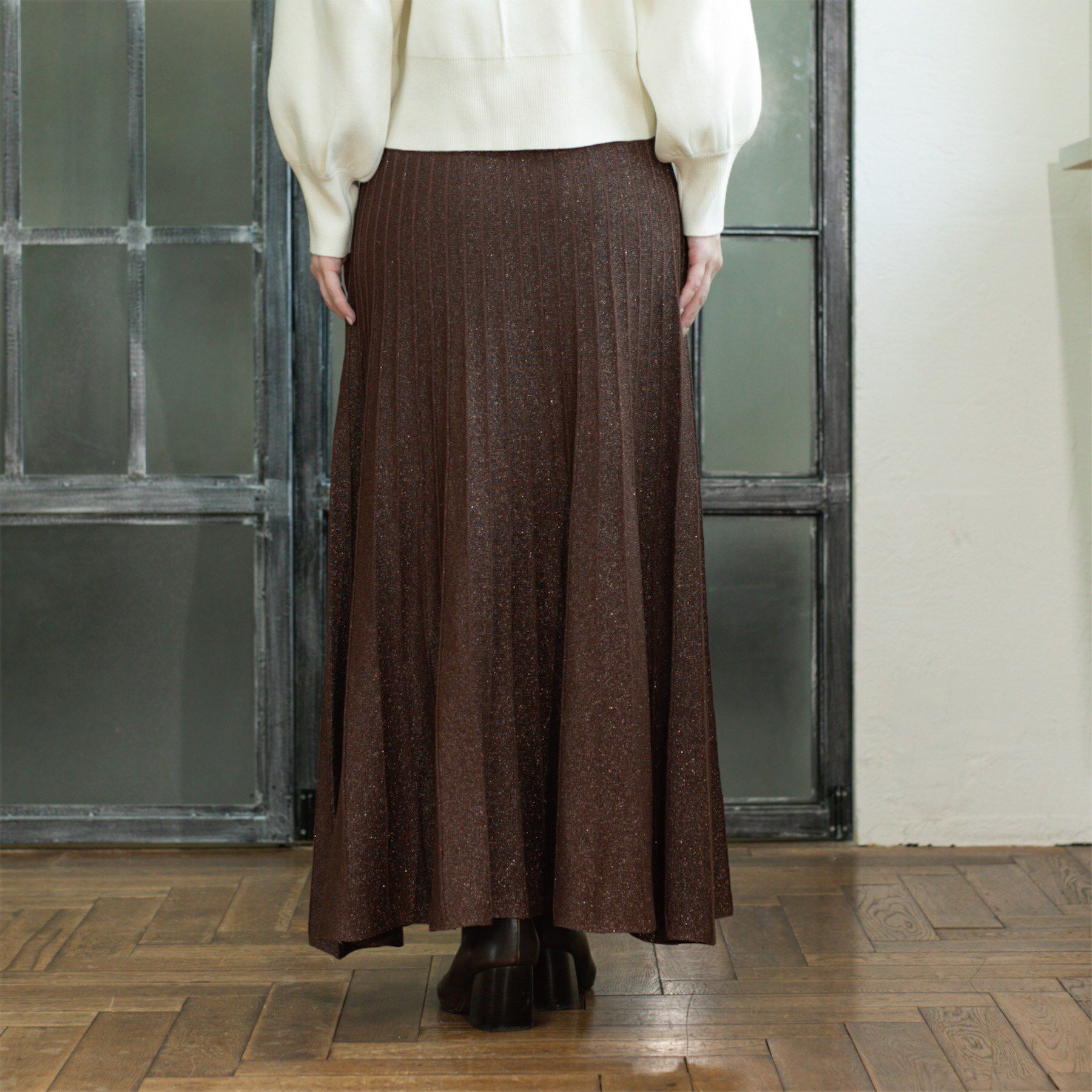 OPAQUE.CLIP「ラメニットプリーツスカート【洗える】」|スカート|