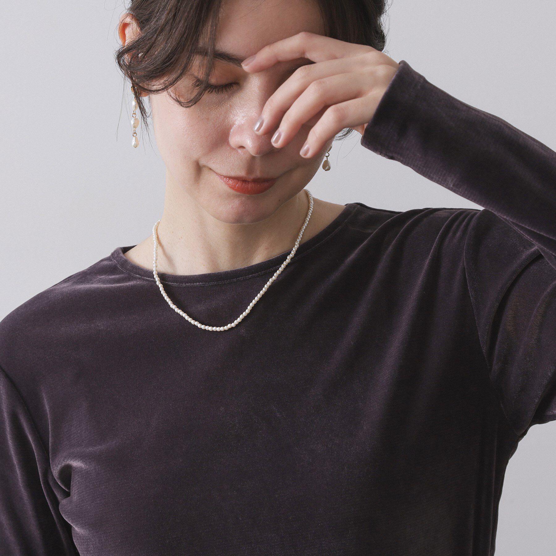 OPAQUE.CLIP「【5WAY】フェイクパール&times;ボールチェーンネックレス」|ネックレス|