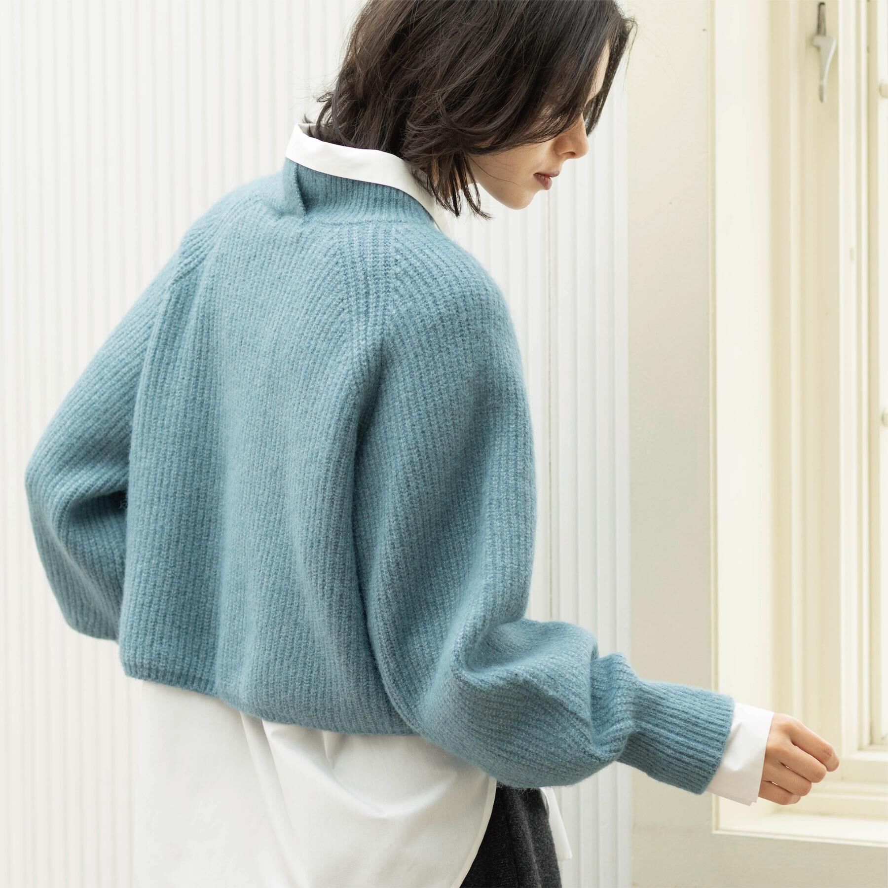 OPAQUE.CLIP「MIXミドルゲージショートあぜニット【洗濯機OK】」|ニット・セーター|