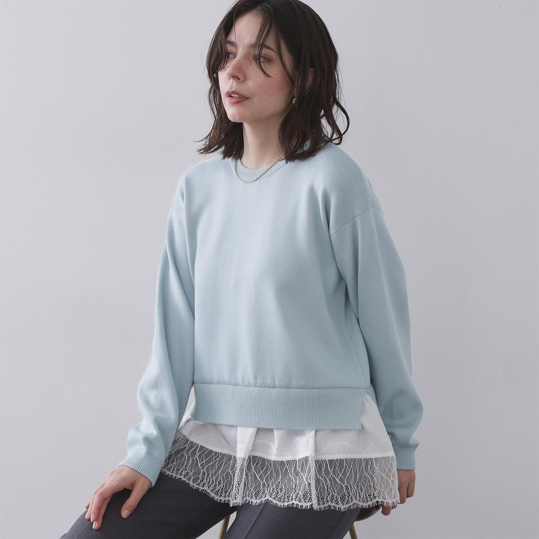 OPAQUE.CLIP「裾レースドッキングニット」|ニット・セーター|
