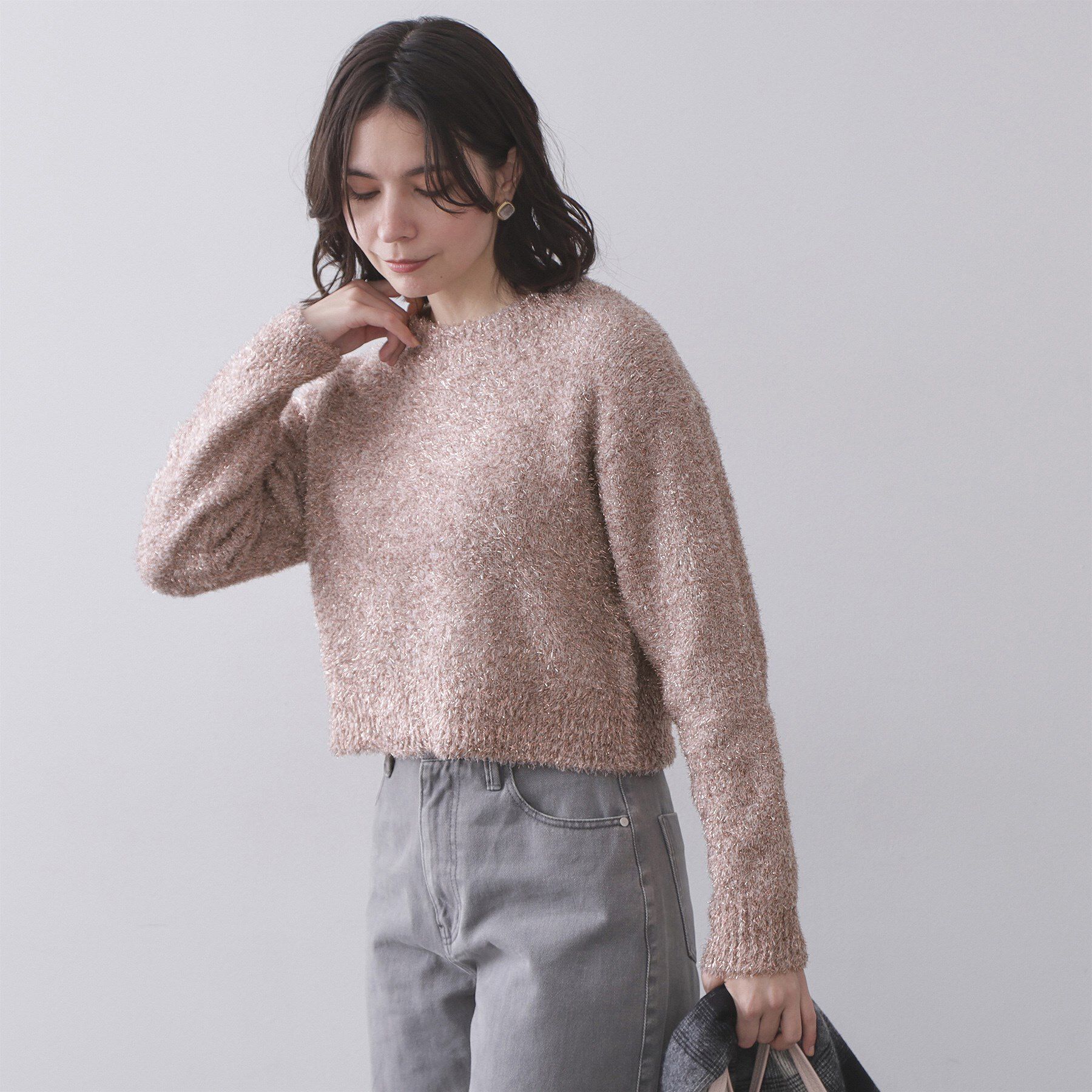 OPAQUE.CLIP「きらきらフェザーニット【洗濯機OK】」|ニット・セーター|